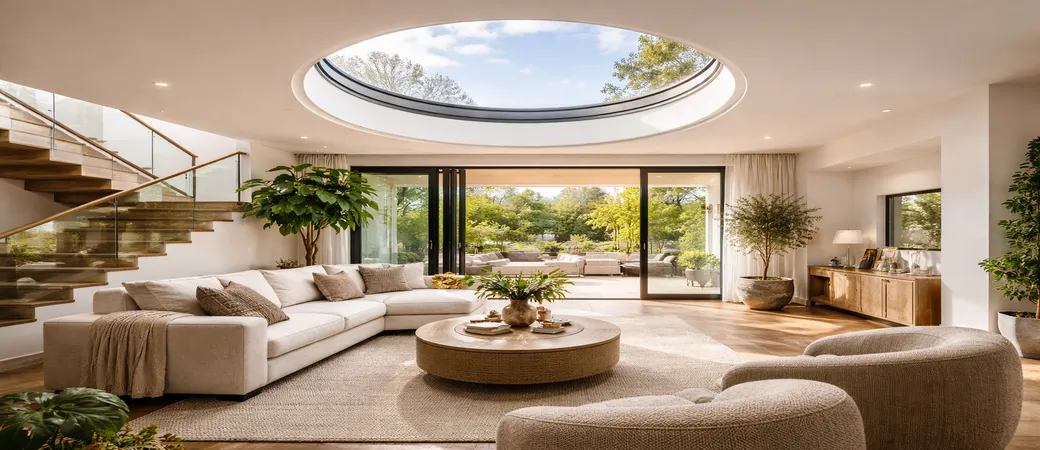 Circular skylights as centrepieces in living rooms, entries and stair voids