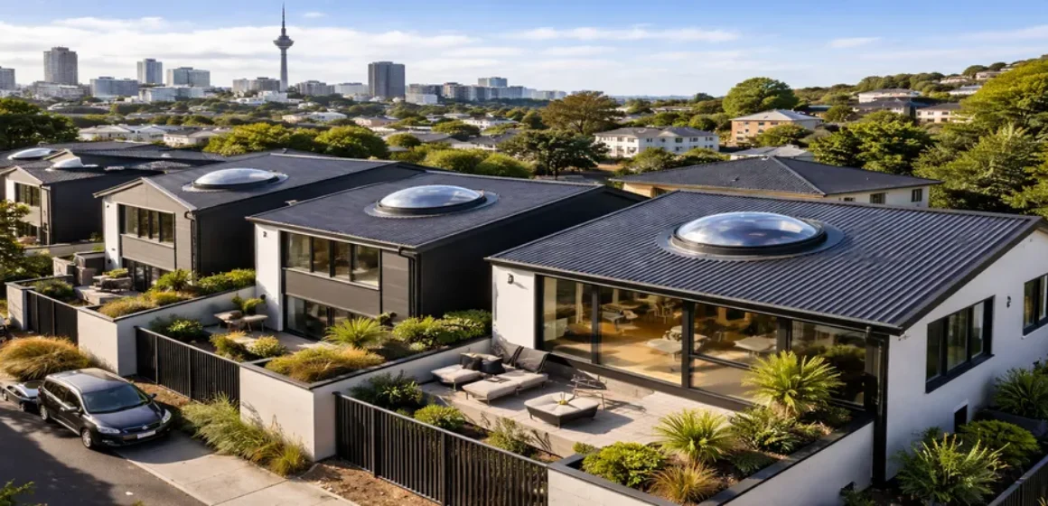 Circular skylights in compact urban Auckland and townhouses